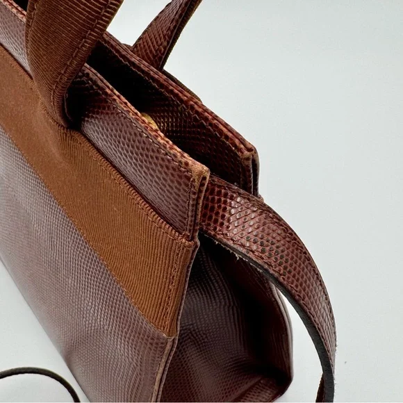 Salvatore Ferragamo Vara Ribbon Plate 2-WAY Bag 9.5 inch Brown Embossed Leather - Picture 4 of 15